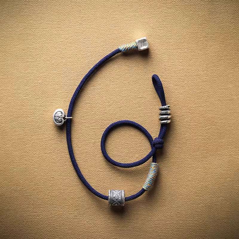 Handwoven Tibetan Bracelet with Six-Word Mantra – A Symbol of Peace and Blessings