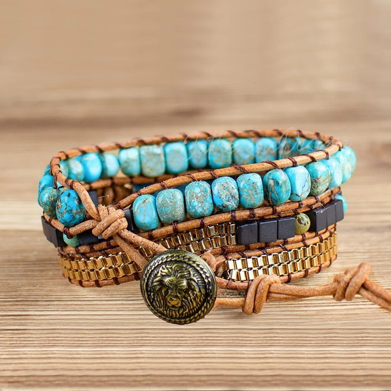 Tibetan Turquoise & Crystal Bracelet – Spiritual Protection & Healing