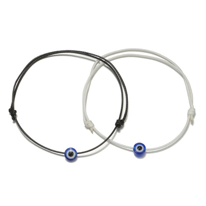 Adjustable Evil Eye Cord Bracelets Set – Handwoven String (2pcs)