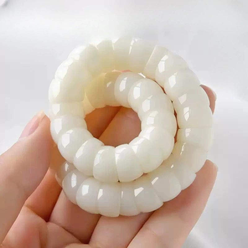 Sacred Gutline® High-Density White Bodhi Root Bracelet in Intestine-Loop Style