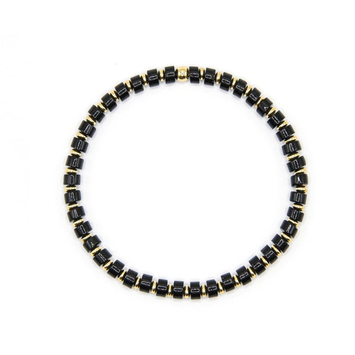 Temple Drill® Black Agate Disc Bead Bracelet