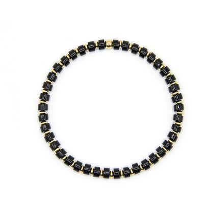 Temple Drill® Black Agate Disc Bead Bracelet