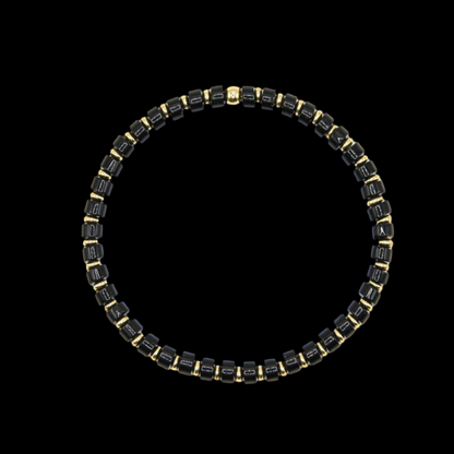 Temple Drill® Black Agate Disc Bead Bracelet