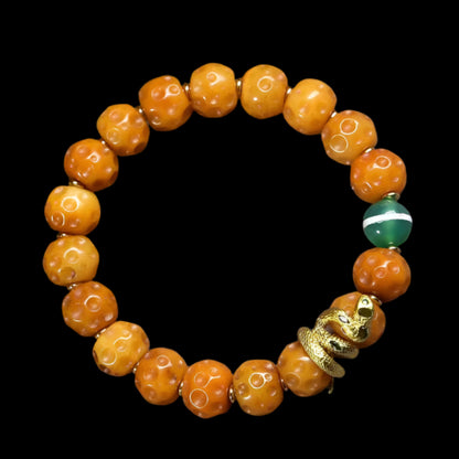Circle of Life® Tibetan Yak Bone Bracelet with Snake Charm & Agate