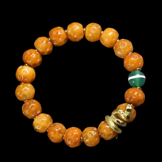 Circle of Life® Tibetan Yak Bone Bracelet with Snake Charm & Agate