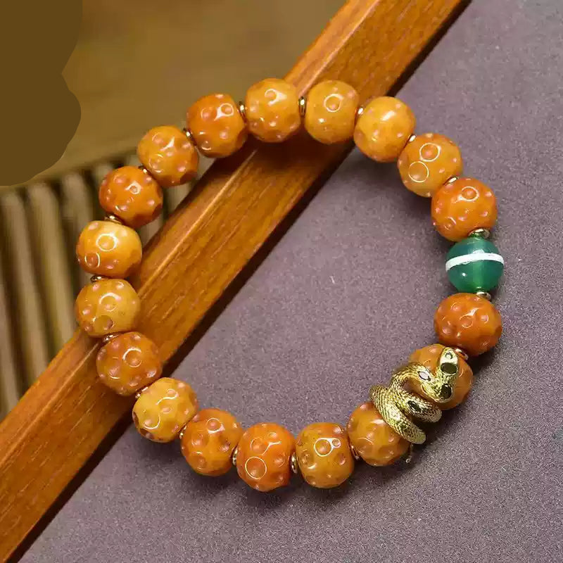 Circle of Life® Tibetan Yak Bone Bracelet with Snake Charm & Agate