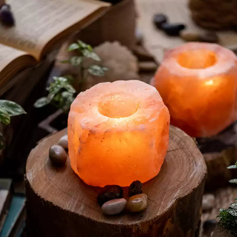 Himalayan Rose Rock Salt Candle Holder - Natural Pink Crystal for Relaxation & Wellness
