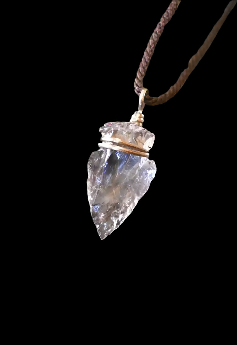 Natural Clear Quartz Arrowhead Pendant Necklace