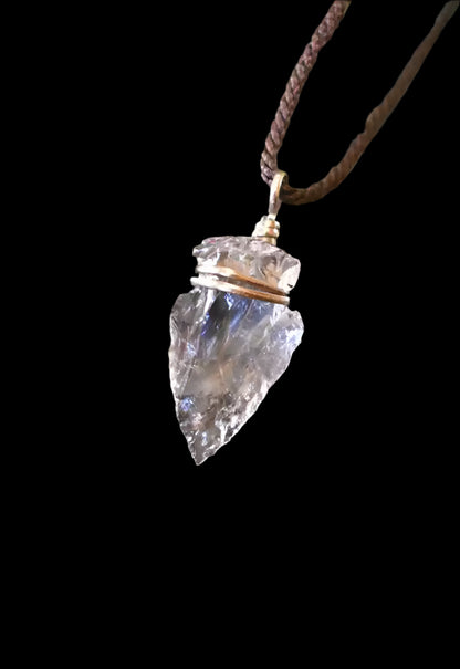 Natural Clear Quartz Arrowhead Pendant Necklace