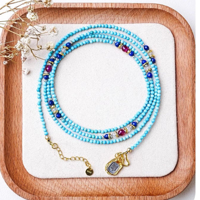 Pastel Reverie® Layered Gemstone Beaded Choker Necklace with Pendant