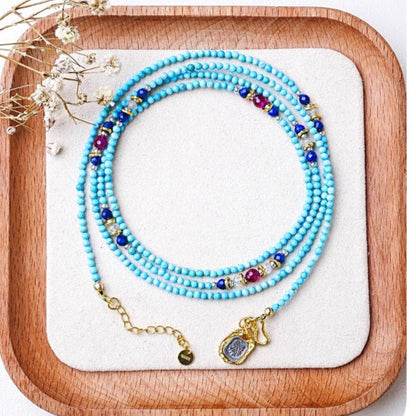 Pastel Reverie® Layered Gemstone Beaded Choker Necklace with Pendant