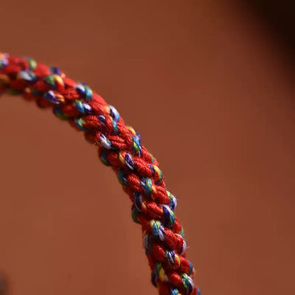 Braids of the Sacred® Tibetan Handwoven Cotton Cord Bracelet with Thangka and Incense Ash Glass Beads