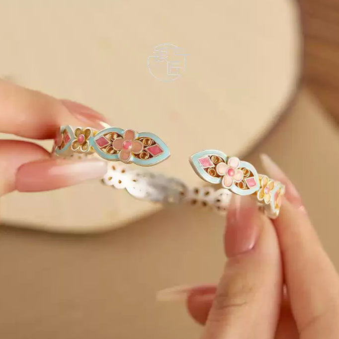Garden of Empresses® Cloisonné Flower Bracelet with Filigree Detail