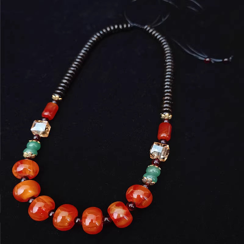 Garden of Empresses® Amber Mala Necklace with Natural Beads