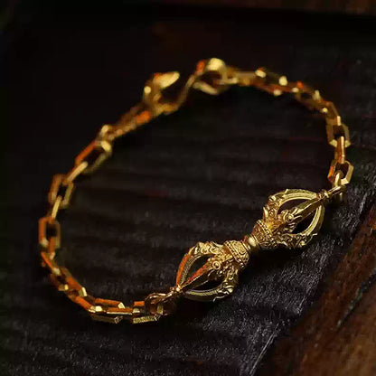 Tibetan Vajra Amulet Bracelet with Handcrafted Chain Links