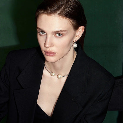 Tibetan Silver Beaded Necklace with Simulated Pearls for Elegance and Balance
