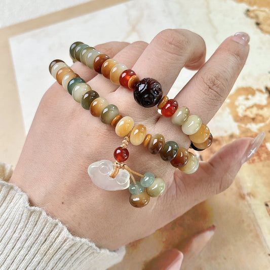 Tibetan Bodhi Seed Double Wrap Bracelet with Peace Lock Charm