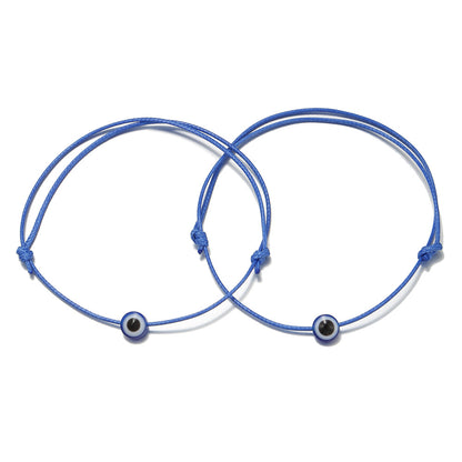 Adjustable Evil Eye Cord Bracelets Set – Handwoven String (2pcs)