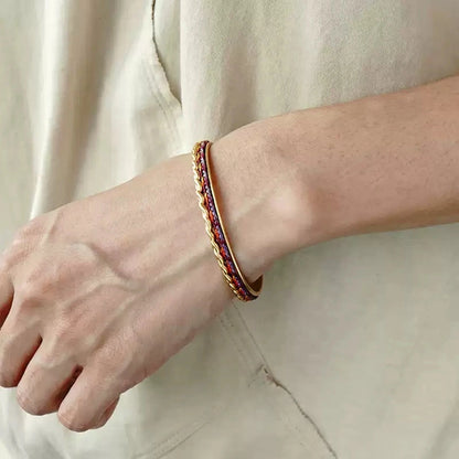 Iron Tapestry® Braided  Narrow Cuff Bracelet in Silver and Gold