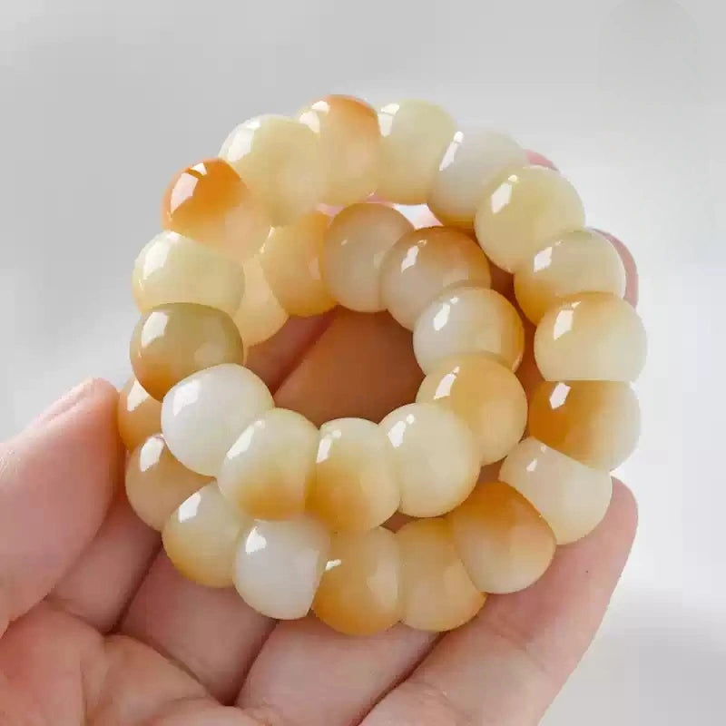 Sacred Gutline® High-Density White Bodhi Root Bracelet in Intestine-Loop Style