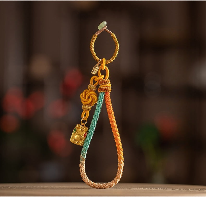 Chinese Dragon Scale Keychain - Handcrafted Nylon Cord with Auspicious Charm