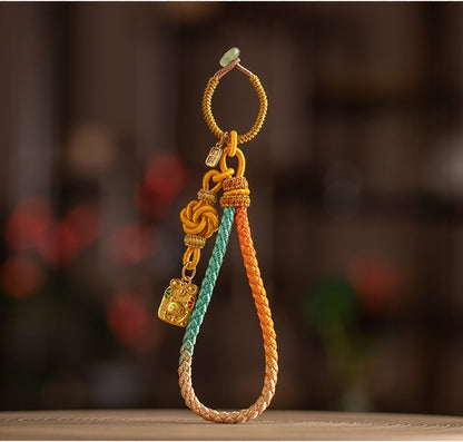 Chinese Dragon Scale Keychain - Handcrafted Nylon Cord with Auspicious Charm