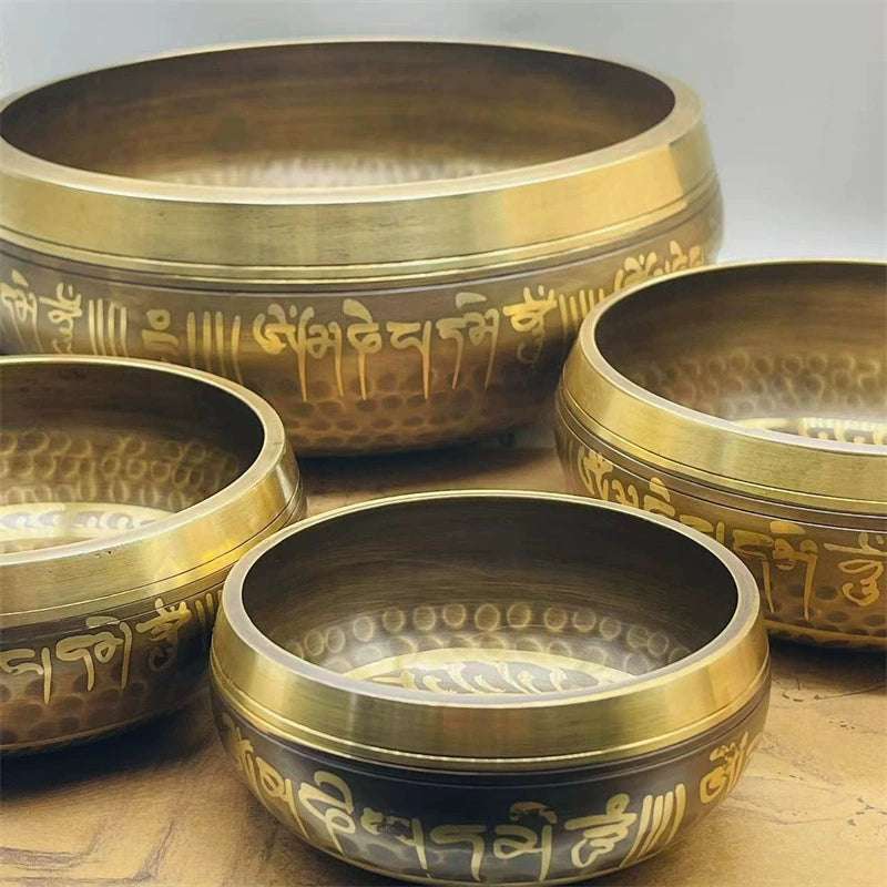 Tibetan Singing Bowl - Brass with Vajra Design for Meditation & Healing