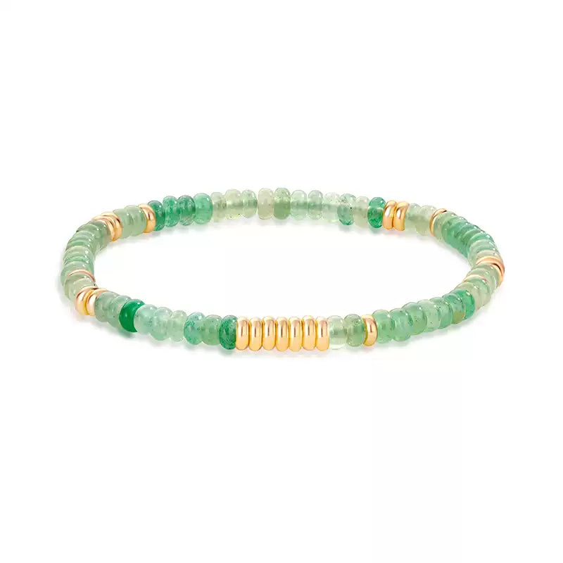 Tibetan Crystal Bracelet – Aventurine, Amethyst, Fluorite, Jade & Gold