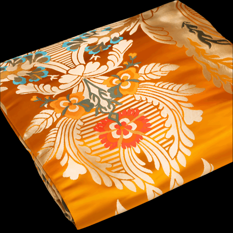 Gesar Flower Eight Auspicious Symbols Silk Embroidered Hada – Traditional Tibetan Silk with Colorful Fringed Design