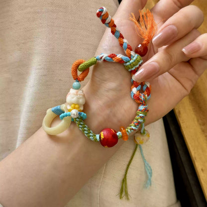 Funky Punky® Tibetan Rainbow Cord Bracelet with Yak Bone Charms