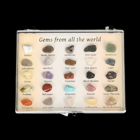 Global Gemstone Collection – 20 Natural Stones for Spiritual Healing & Meditation Display