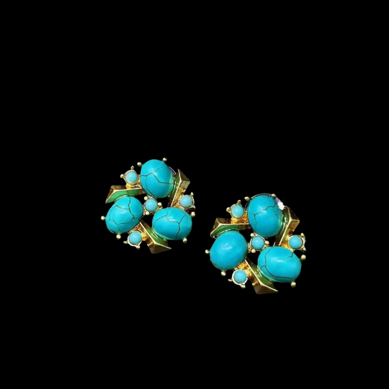 Sky Royal® Turquoise Necklace Bracelet Earrings Set with Gold Accents
