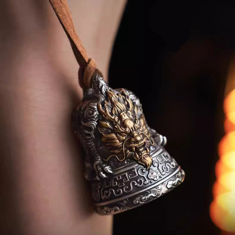Fulong Bell Pendant – Pulao White Brass and Yellow Brass Keychain or Necklace