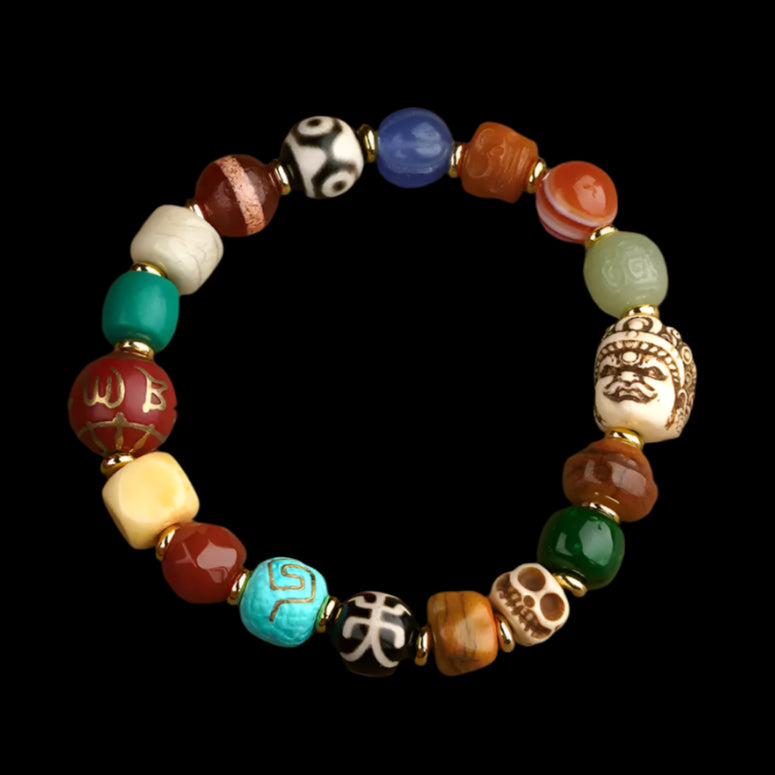 Punk Monk® Tibetan Multigemstone Bracelet with Yak Bone