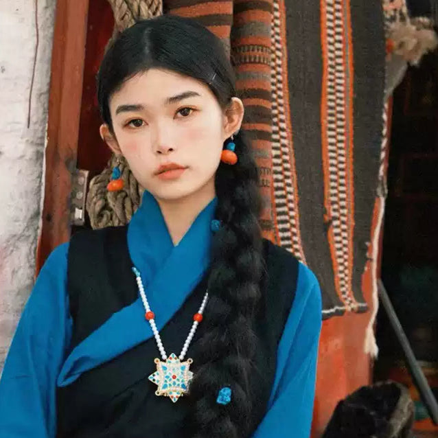 Tibetan Gau Box Pendant Necklace with Pearl, Turquoise & Carnelian