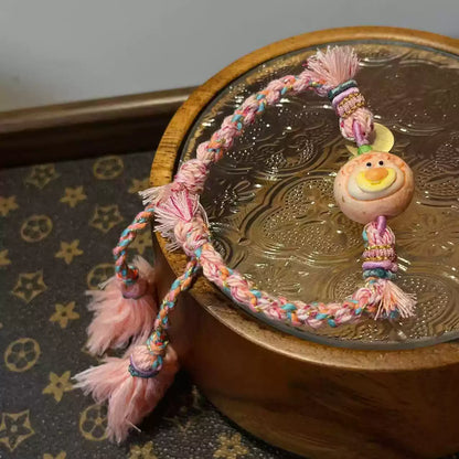 Funky Punky® Handwoven Strawberry Bear Bracelet with Antler Root Bead