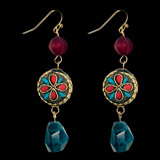Retro-Ethnic and Tibetan-style Prayer Bead Earrings