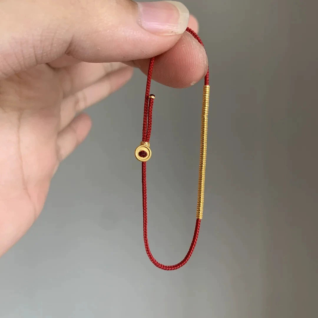 Traditional Tibetan Knotted Red String Bracelet – Handwoven Fortune Charm