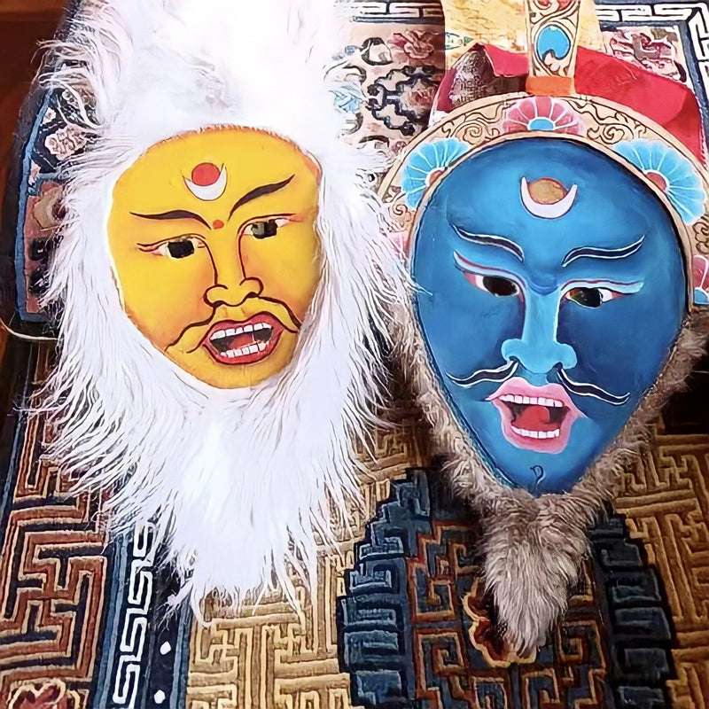 Traditional Tibetan Mask from Lithang Tibetan Opera - Handcrafted Kham Tibetan Drama Masks