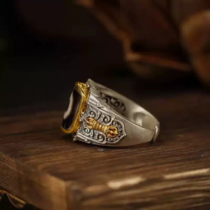 Tibetan "Eye" Dzi Bead Ring