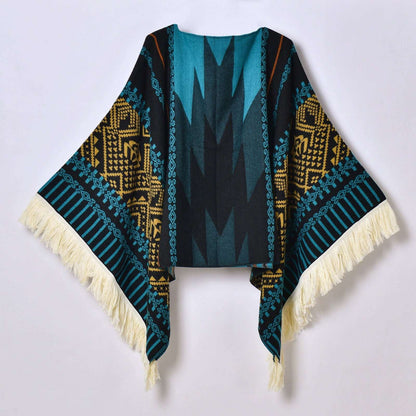 Tibetan Ethnic Fringed Shawl Cape – A Blend of Tradition and Spiritual Elegance