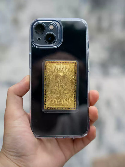 Zachilhamo Gold Foil Amulet Card – Tibetan Wealth Protection Talisman