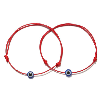 Adjustable Evil Eye Cord Bracelets Set – Handwoven String (2pcs)