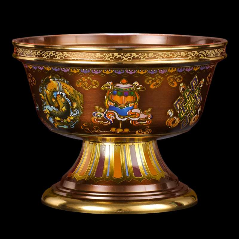 Brass Offering Water Bowl – Tibetan Buddhist Ritual Water Cup with Eight Auspicious Symbols Product Overview