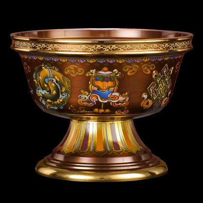 Brass Offering Water Bowl – Tibetan Buddhist Ritual Water Cup with Eight Auspicious Symbols Product Overview