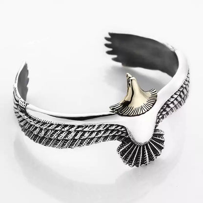 Tibetan Eagle Wing Bracelet – Sterling Silver with Soaring Eagle Motif
