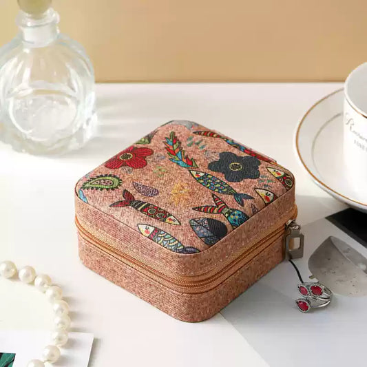 Portable Vintage Pattern Jewelry Box with Organizers