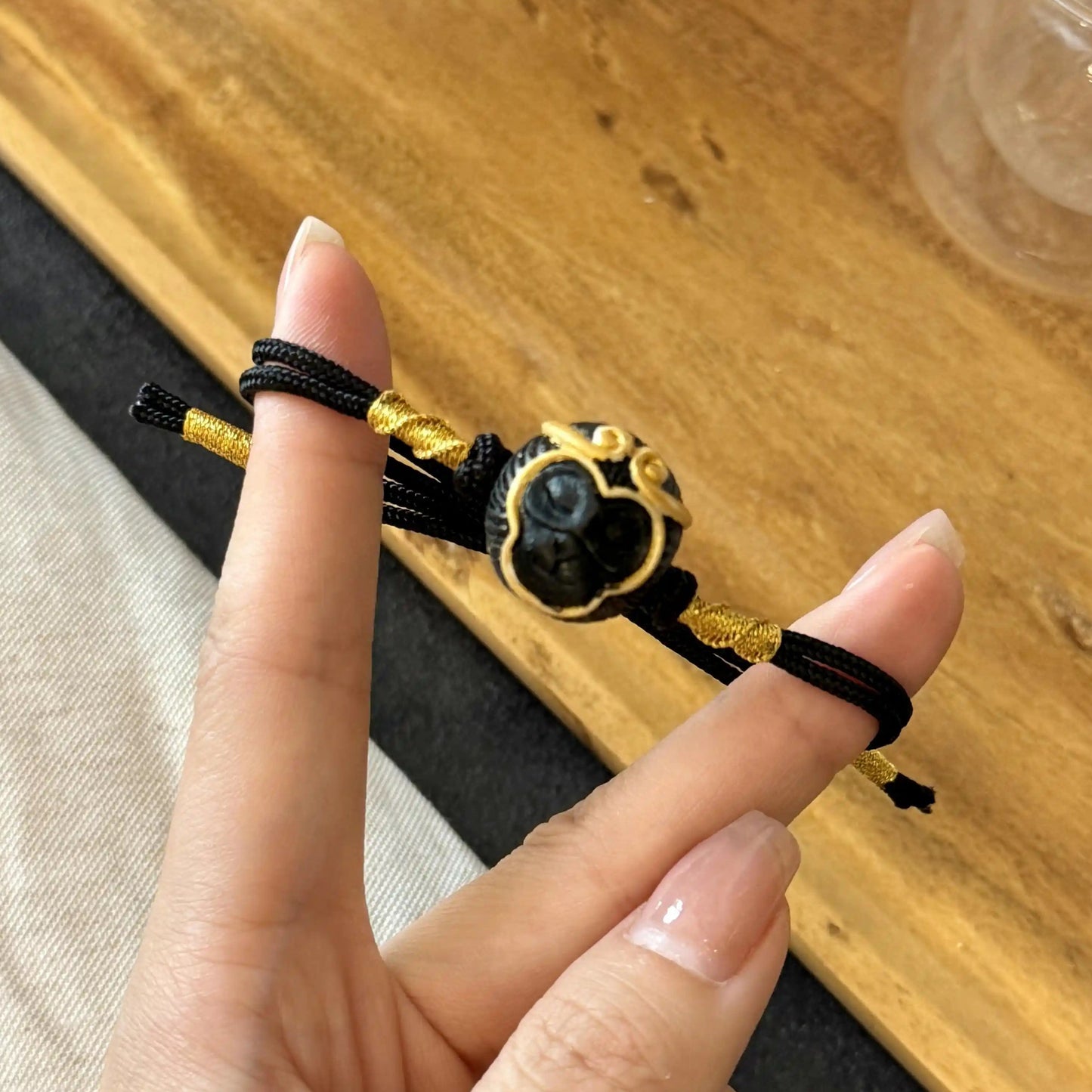 Funky Punky® Tibetan Wukong Bracelet with Deer Antler & Handwoven Cord
