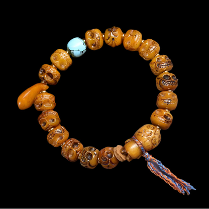 Circle of Life® Tibetan Yak Bone Bracelet with Carved Faces