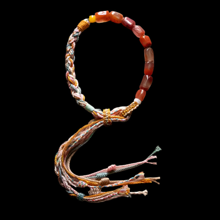Tibetan Braided Bracelet with Southern Red Agate Beads
